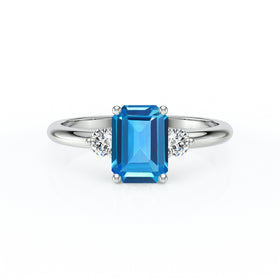 Bague trilogie topaze et diamant Coucher de Soleil - 10