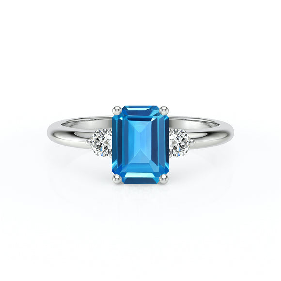 Bague trilogie topaze et diamant Coucher de Soleil - 10
