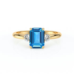 Bague trilogie topaze et diamant Coucher de Soleil - 10