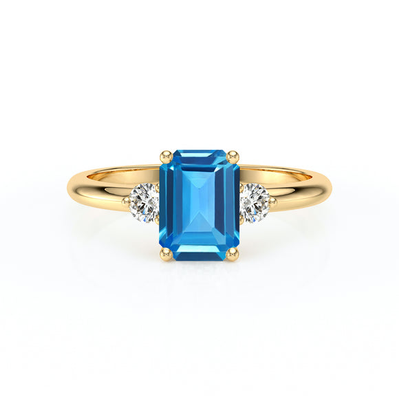 Bague trilogie topaze et diamant Coucher de Soleil - 10