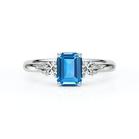 Bague trilogie topaze et diamant Coucher de Soleil - 16