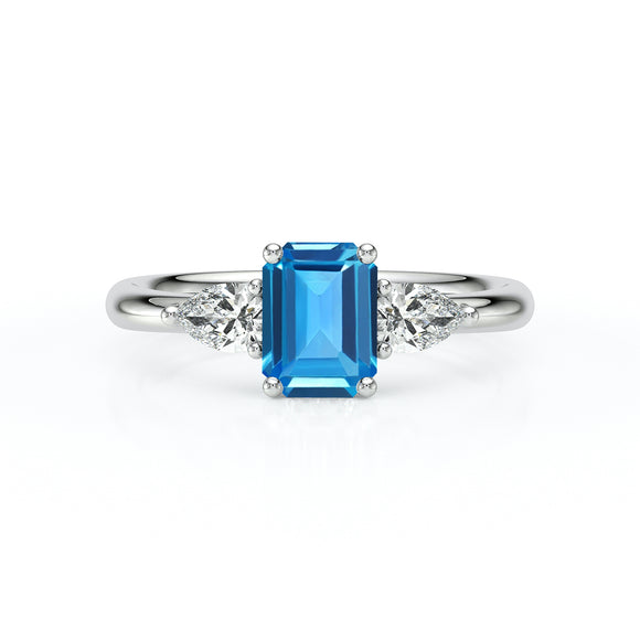 Bague trilogie topaze et diamant Coucher de Soleil - 16