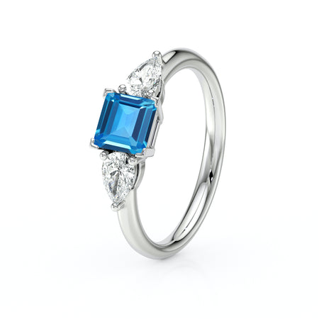 Bague trilogie topaze et diamant Coucher de Soleil - 17