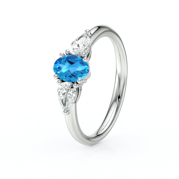 Bague trilogie topaze et diamant Coucher de Soleil - 18