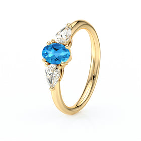 Bague trilogie topaze et diamant Coucher de Soleil - 18