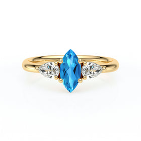 Bague trilogie topaze et diamant Coucher de Soleil - 19