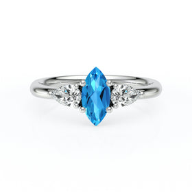 Bague trilogie topaze et diamant Coucher de Soleil - 19