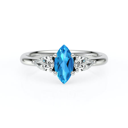 Bague trilogie topaze et diamant Coucher de Soleil - 19