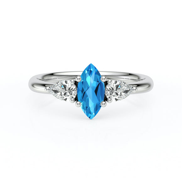 Bague trilogie topaze et diamant Coucher de Soleil - 19