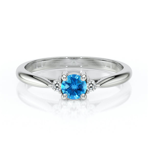 Bague trilogie topaze et diamant Coucher de Soleil - 1