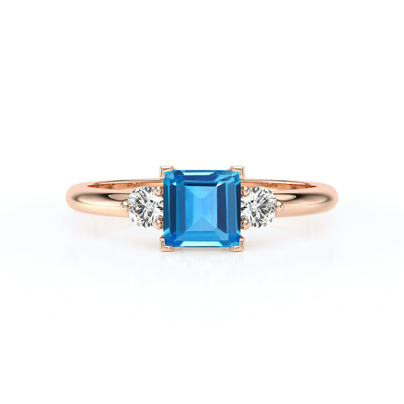 Bague trilogie topaze et diamant Coucher de Soleil - 8
