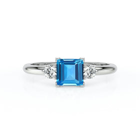 Bague trilogie topaze et diamant Coucher de Soleil - 8