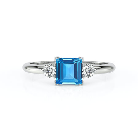 Bague trilogie topaze et diamant Coucher de Soleil - 8