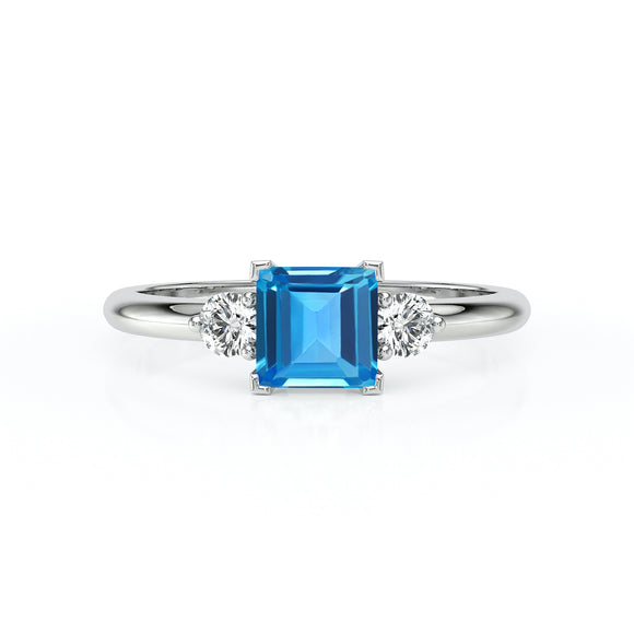 Bague trilogie topaze et diamant Coucher de Soleil - 8