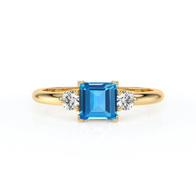 Bague trilogie topaze et diamant Coucher de Soleil - 8