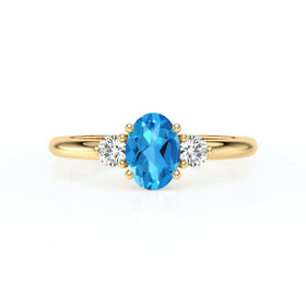 Bague trilogie topaze et diamant Coucher de Soleil - 9