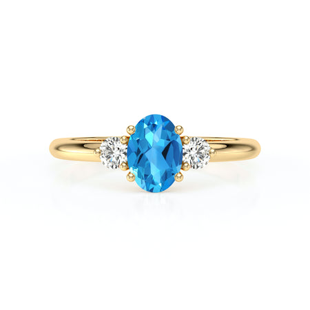 Bague trilogie topaze et diamant Coucher de Soleil - 9