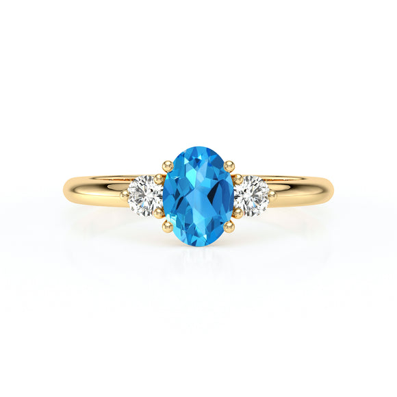 Bague trilogie topaze et diamant Coucher de Soleil - 9
