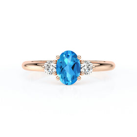 Bague trilogie topaze et diamant Coucher de Soleil - 9
