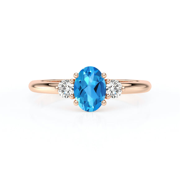 Bague trilogie topaze et diamant Coucher de Soleil - 9