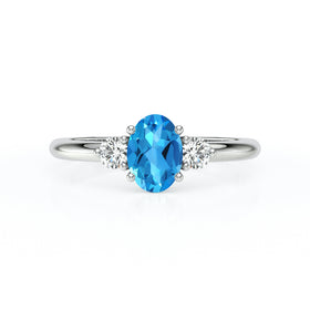 Bague trilogie topaze et diamant Coucher de Soleil - 9