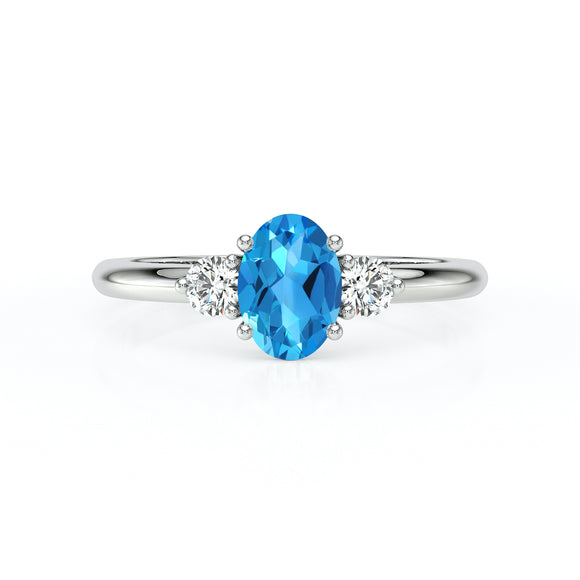 Bague trilogie topaze et diamant Coucher de Soleil - 9