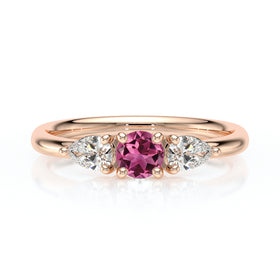 Bague trilogie tourmaline et diamant Coucher de Soleil - 5