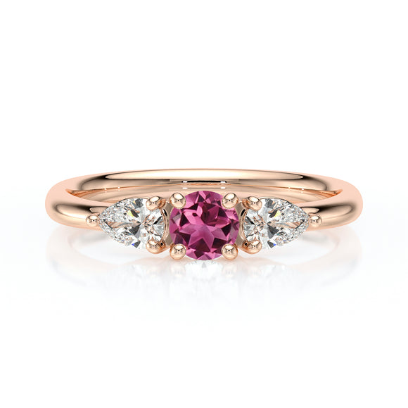 Bague trilogie tourmaline et diamant Coucher de Soleil - 5