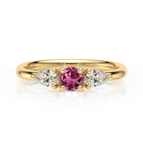 Bague trilogie tourmaline et diamant Coucher de Soleil - 5