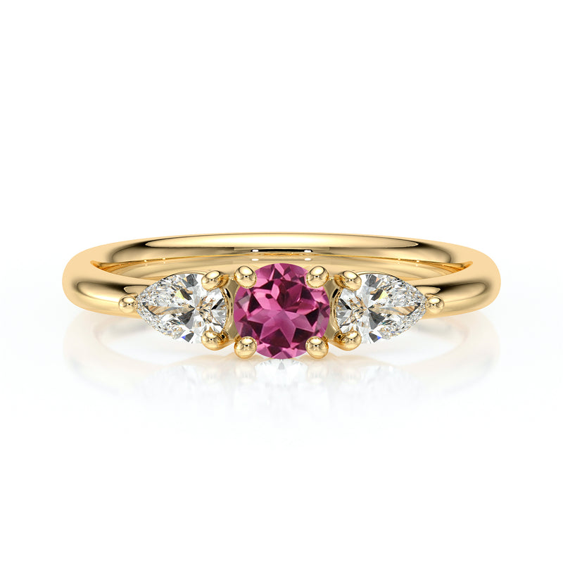 Bague trilogie tourmaline et diamant Coucher de Soleil - 5