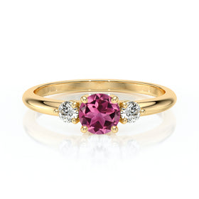 Bague trilogie tourmaline et diamant Coucher de Soleil - 6