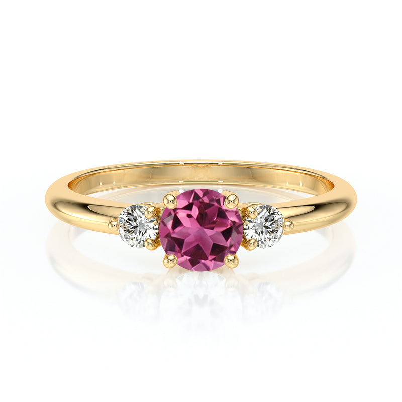 Bague trilogie tourmaline et diamant Coucher de Soleil - 6