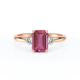 Bague trilogie tourmaline et diamant Coucher de Soleil - 10