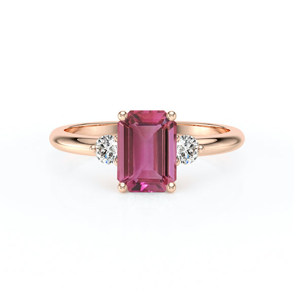 Bague trilogie tourmaline et diamant Coucher de Soleil - 10