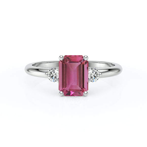 Bague trilogie tourmaline et diamant Coucher de Soleil - 10