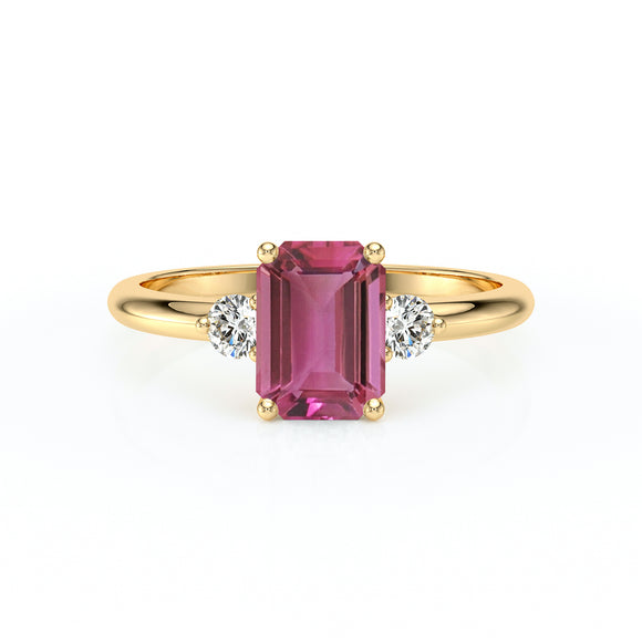 Bague trilogie tourmaline et diamant Coucher de Soleil - 10