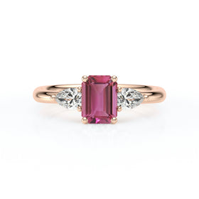Bague trilogie tourmaline et diamant Coucher de Soleil - 16