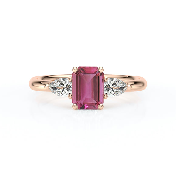 Bague trilogie tourmaline et diamant Coucher de Soleil - 16