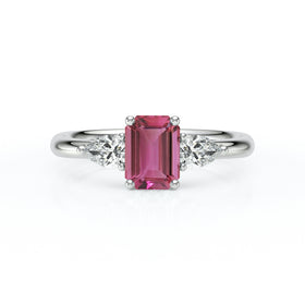 Bague trilogie tourmaline et diamant Coucher de Soleil - 16