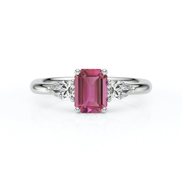 Bague trilogie tourmaline et diamant Coucher de Soleil - 16