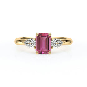 Bague trilogie tourmaline et diamant Coucher de Soleil - 16