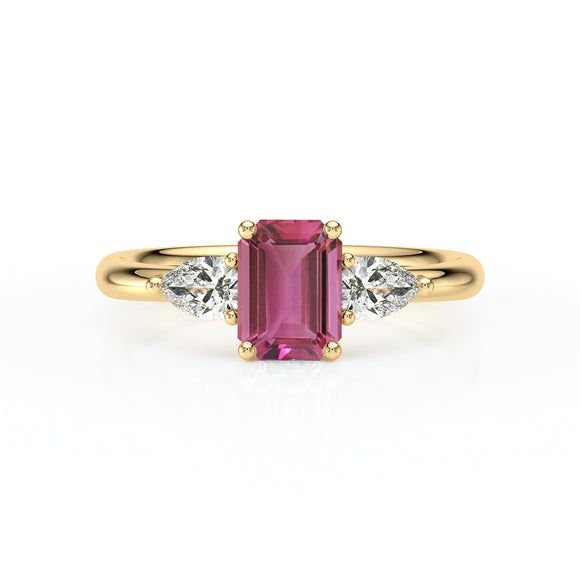 Bague trilogie tourmaline et diamant Coucher de Soleil - 16