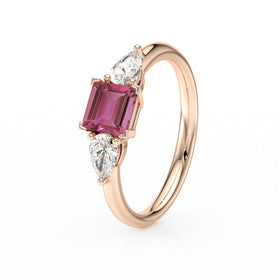 Bague trilogie tourmaline et diamant Coucher de Soleil - 17
