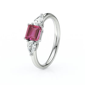 Bague trilogie tourmaline et diamant Coucher de Soleil - 17