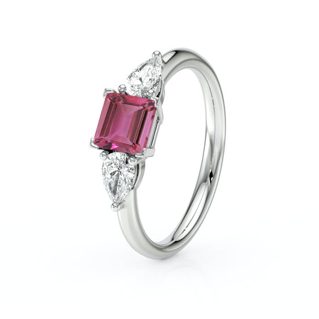 Bague trilogie tourmaline et diamant Coucher de Soleil - 17