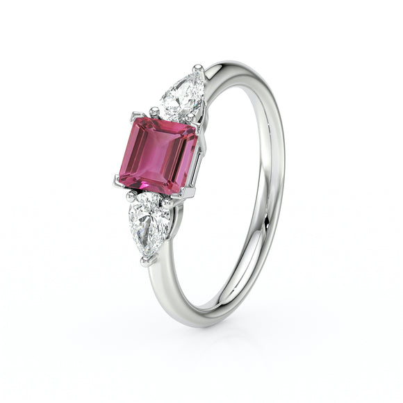 Bague trilogie tourmaline et diamant Coucher de Soleil - 17