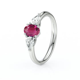 Bague trilogie tourmaline et diamant Coucher de Soleil - 18