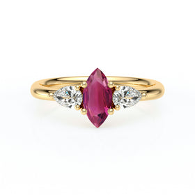 Bague trilogie tourmaline et diamant Coucher de Soleil - 19
