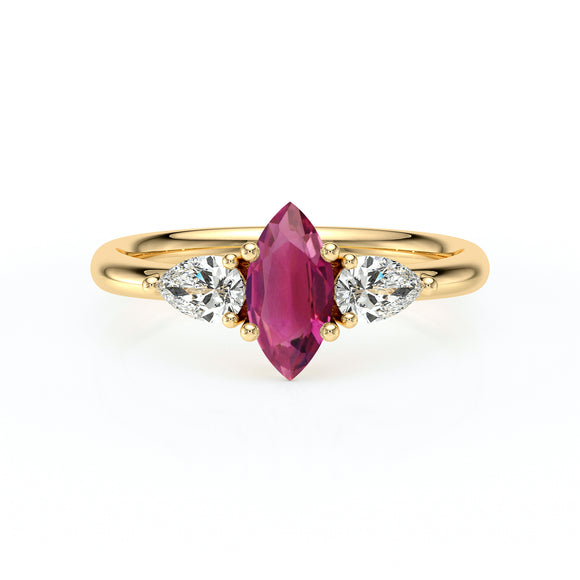 Bague trilogie tourmaline et diamant Coucher de Soleil - 19