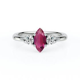 Bague trilogie tourmaline et diamant Coucher de Soleil - 19